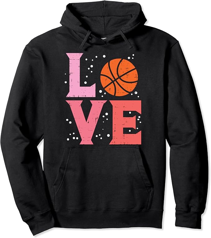 Pink Love Basketball Cute Sports Lover Men Women Kids Girls Pullover